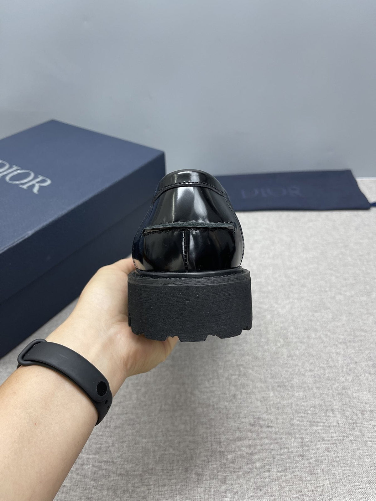 Dior Black Buckle Loafers — back