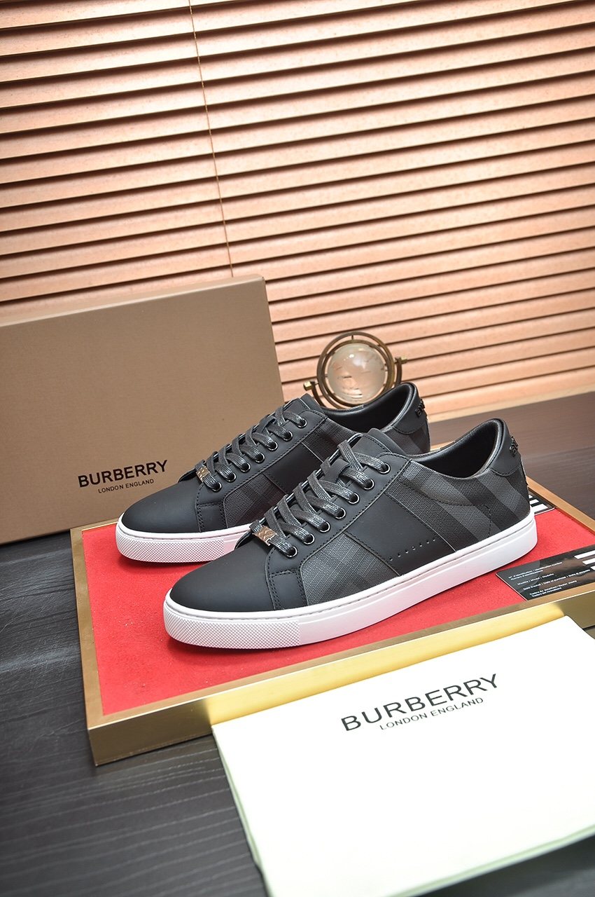 Burberry Black Check Low-Top Sneakers — side