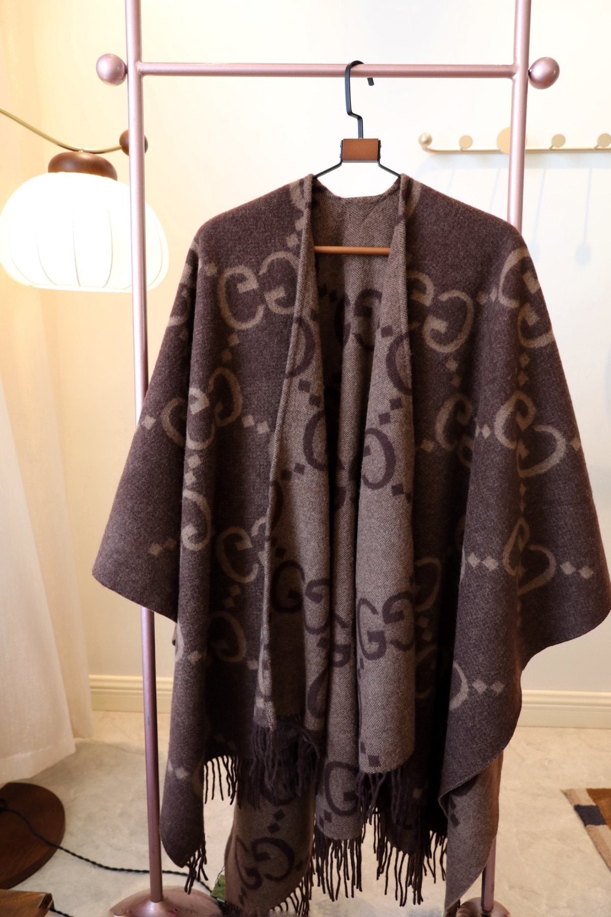 Gucci Fringed Monogram Cape — front