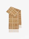 Tan and Beige Geometric Fringed Scarf — hero