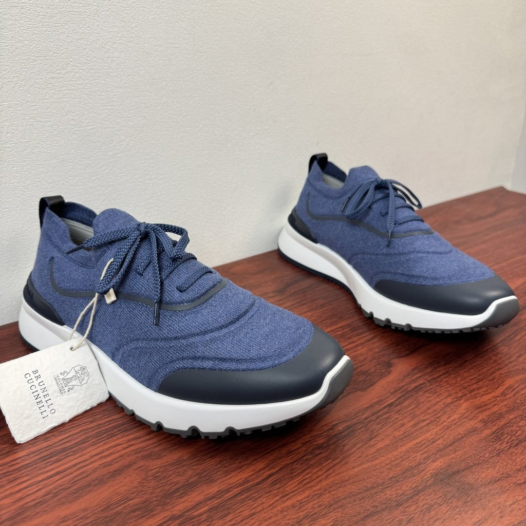 Brunello Cucinelli Light Green Knit Sneakers — front