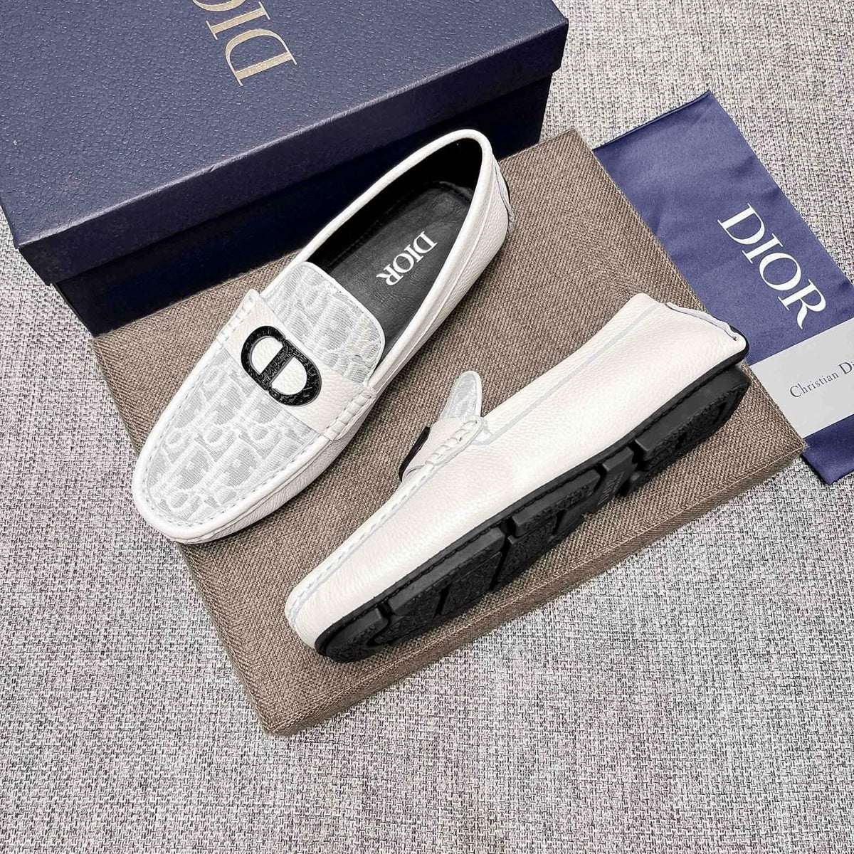 Dior Patterned Vamp Loafers — side