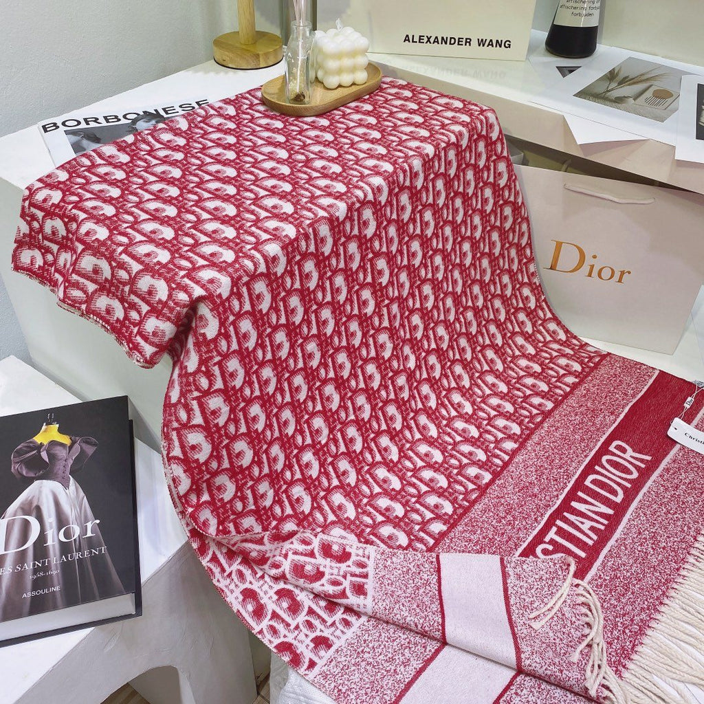 Dior Patterned Fringed Scarf — front