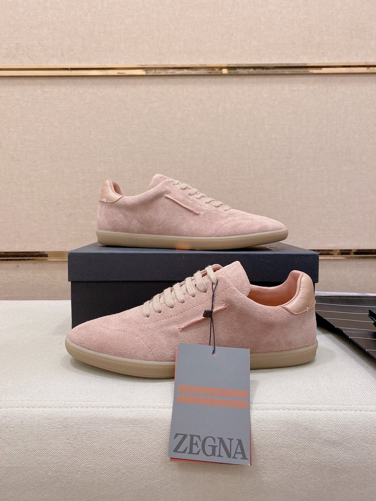 Zegna Suede Low-Top Sneakers — front