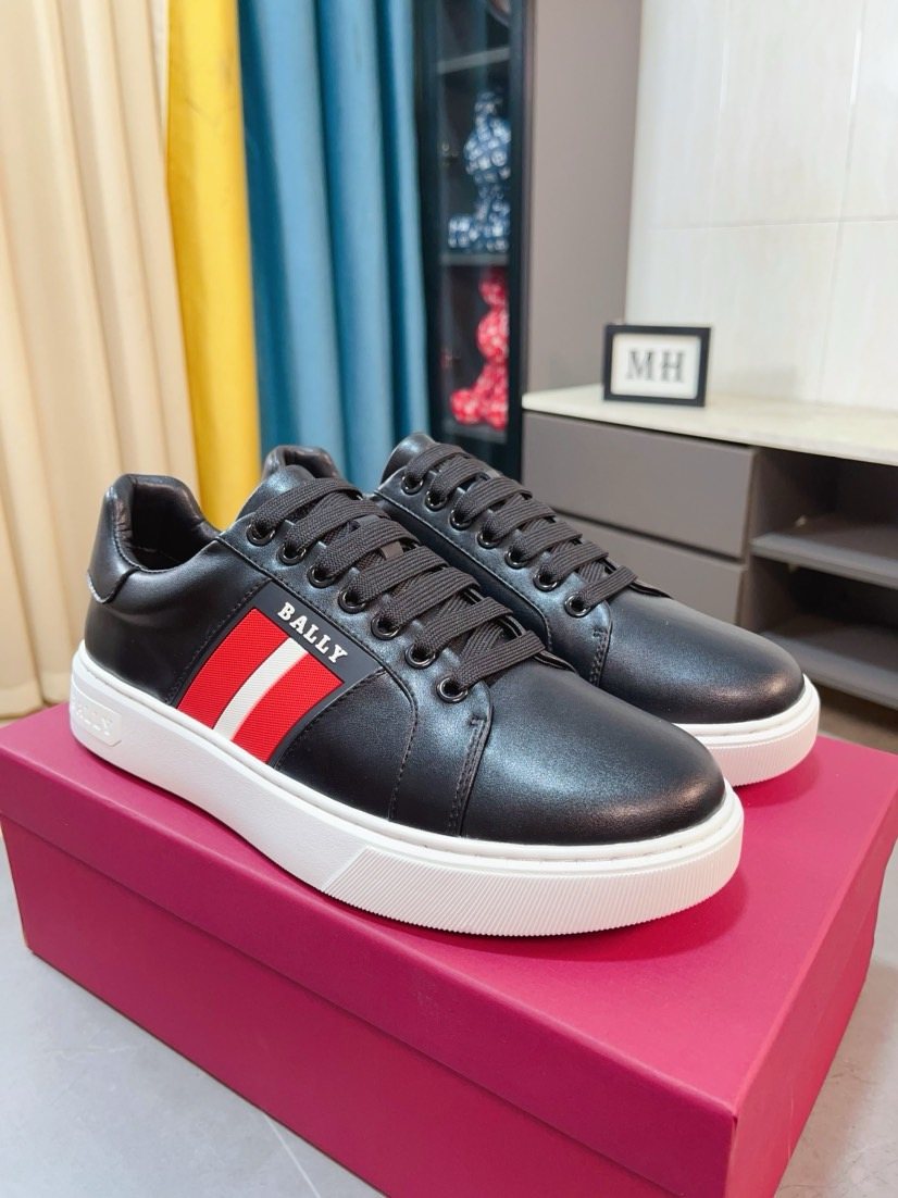 BALLY Red Stripe Low-Top Sneakers — front