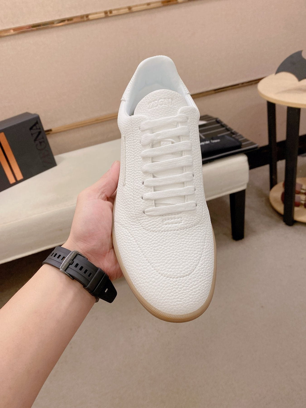 Zegna Suede Low-Top Sneakers — front