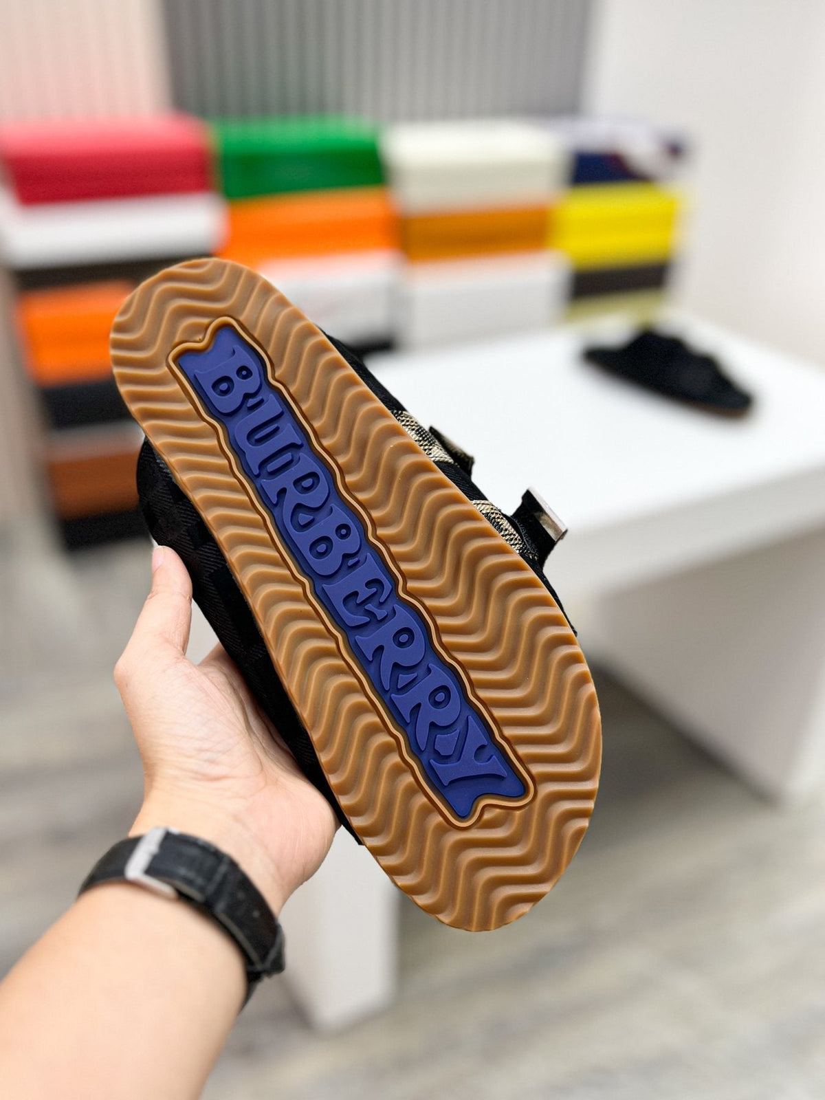 Burberry Check Buckle Slide Sandals — back