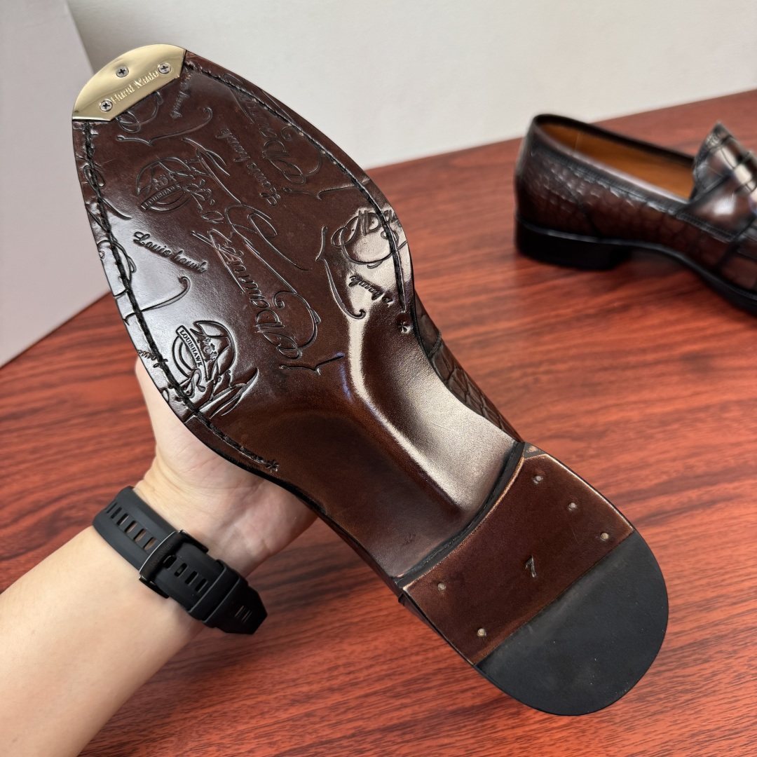 Berluti Embossed Burnished Loafers — side