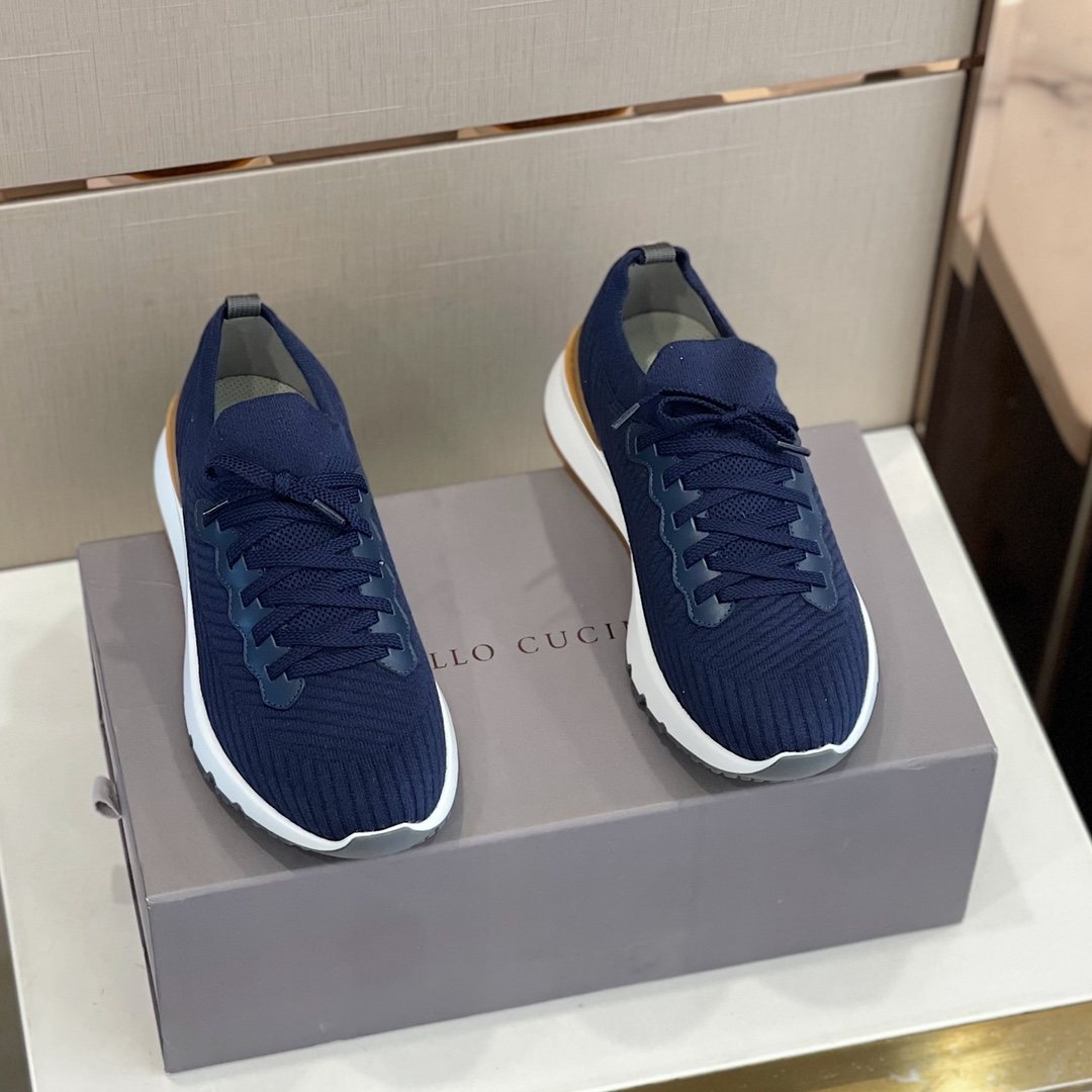 Brunello Cucinelli Knit Lace-Up Sneakers — hero