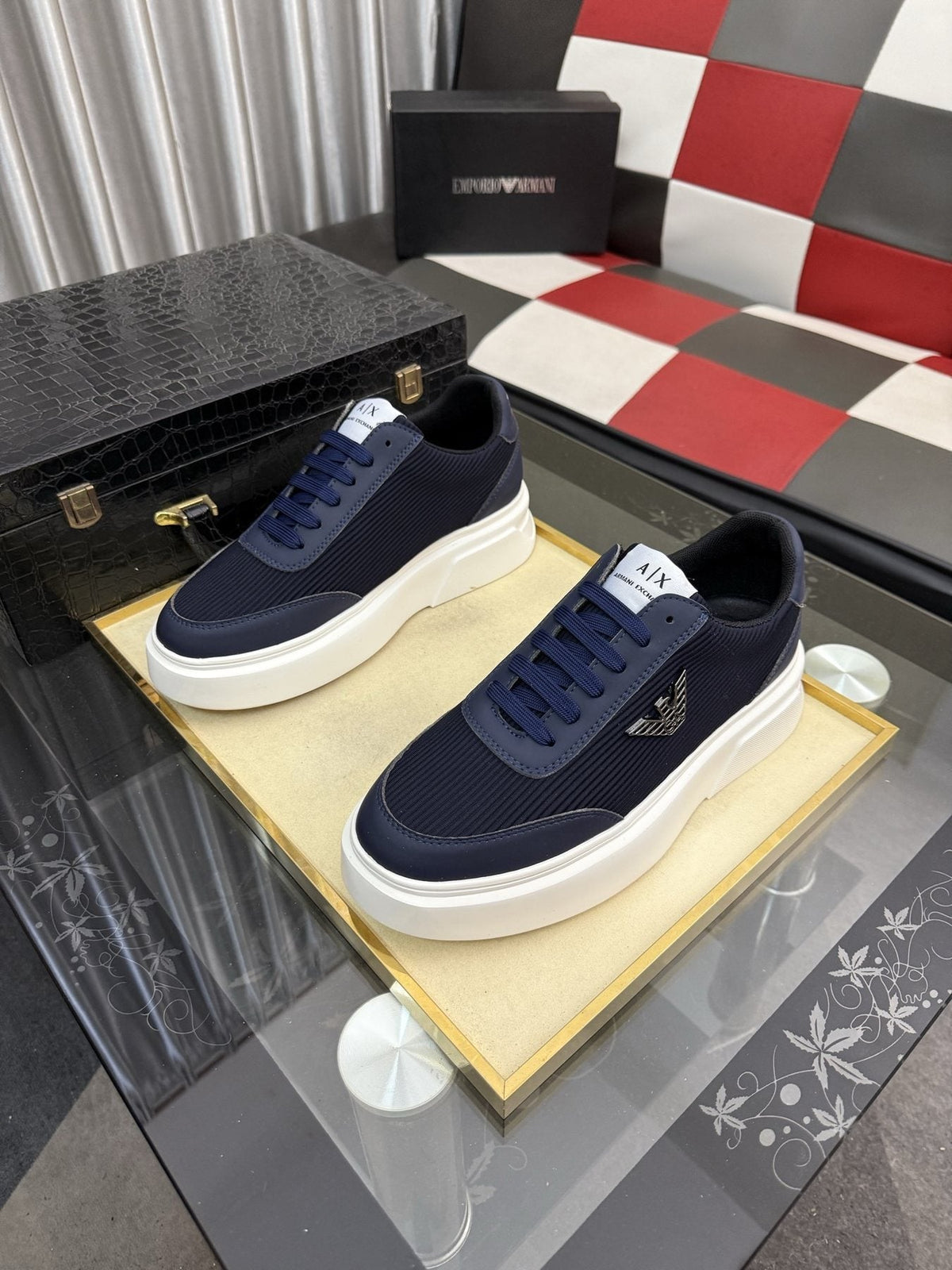 Armani Exchange Mesh Panel Sneakers — front